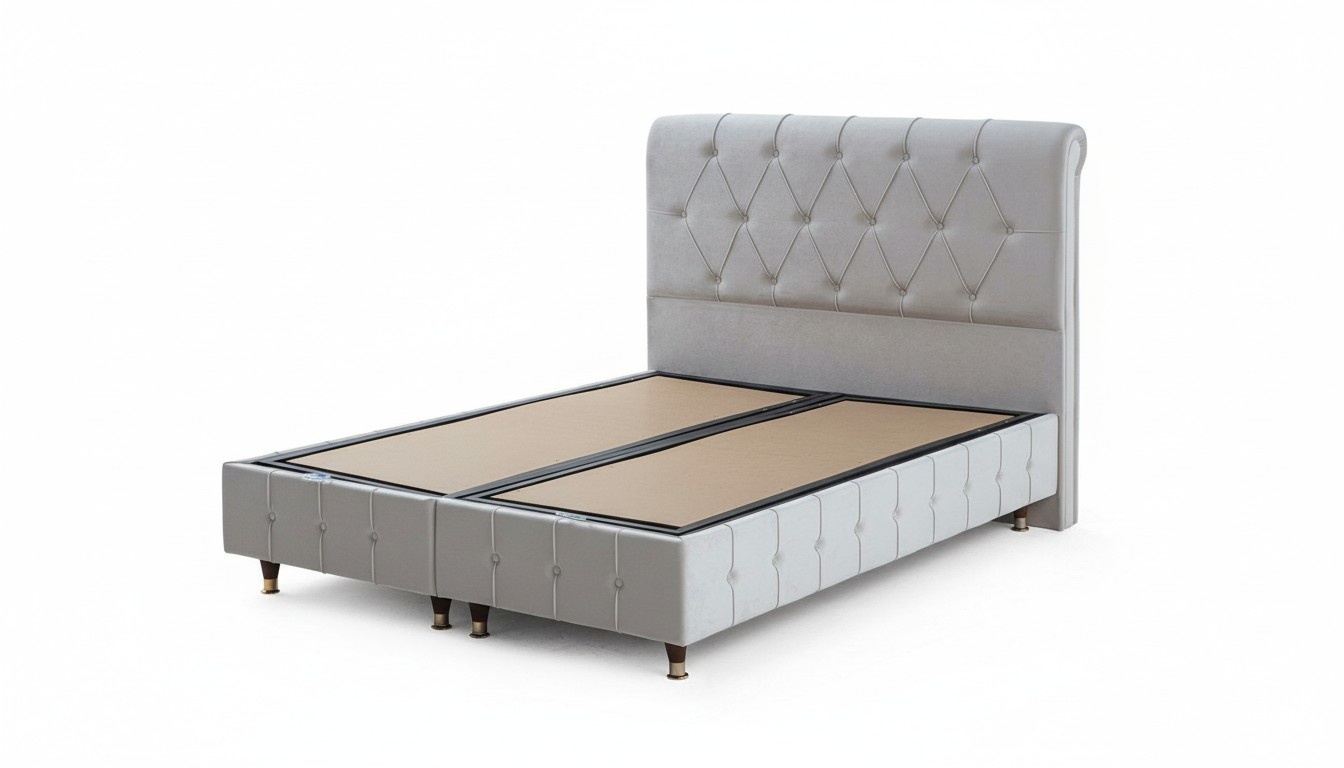 Weißes Chesterfield Bett Schlafzimmer Einfarbiges Doppelbett Bettgestell