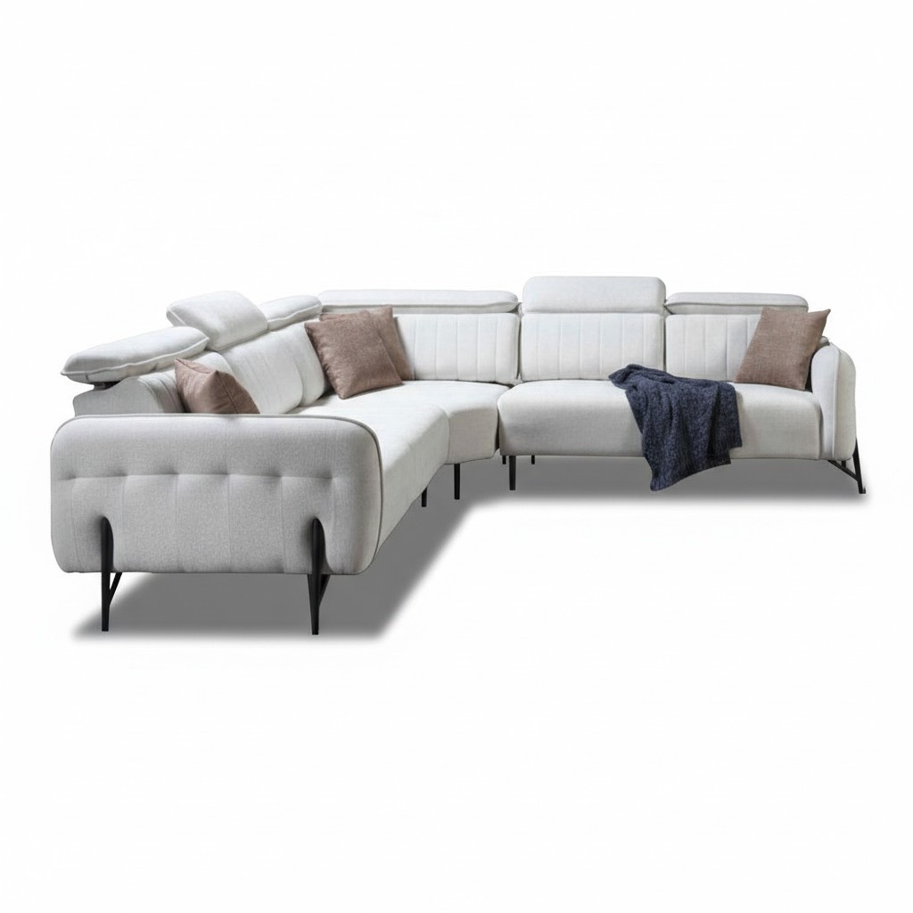 Weißes Ecksofa Luxuriöse Polstercouch Designer Wohnzimmer Edle Möbel