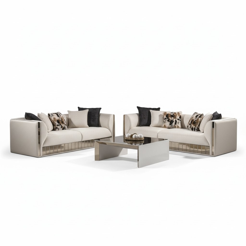 Weißes Holz 3-Sitzer-Sofa modernes Design elegante Optik