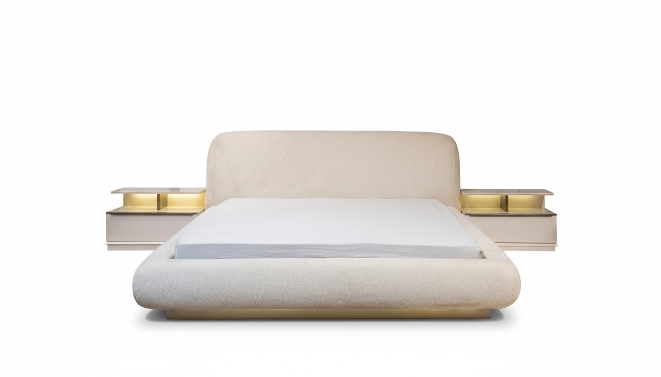 Weißes Schlafzimmer Set Designer Doppelbett Luxuriöse 2x Nachttische