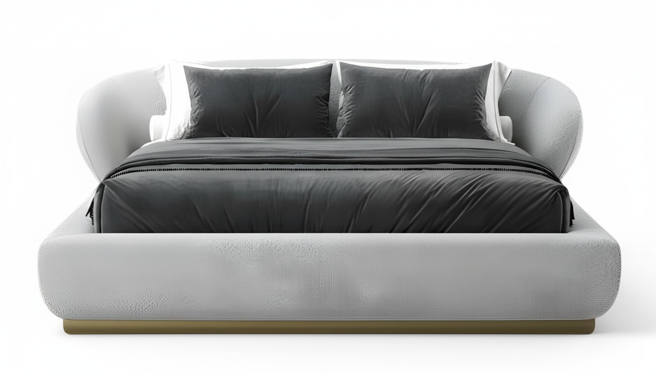 Weißes Textilbett im modernen Design