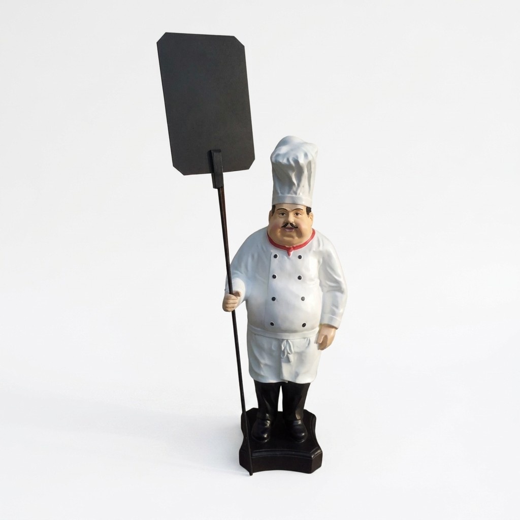 Werbefigur Koch Figur Statue Skulptur Menue Tafel Werbeaufsteller Speisekarte
