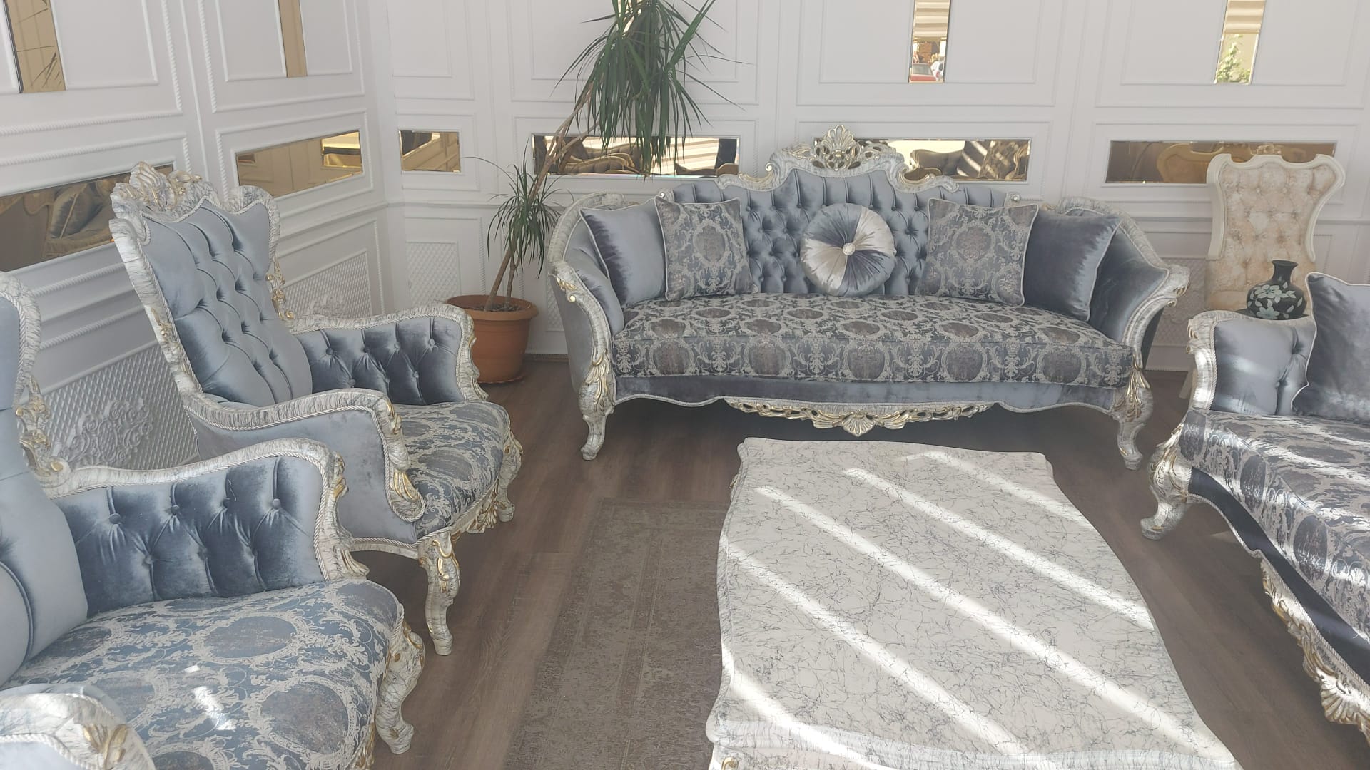 Klassische Chesterfield Barock Couch Wohnzimmer Möbel Komplett Set 5tlg Sofort