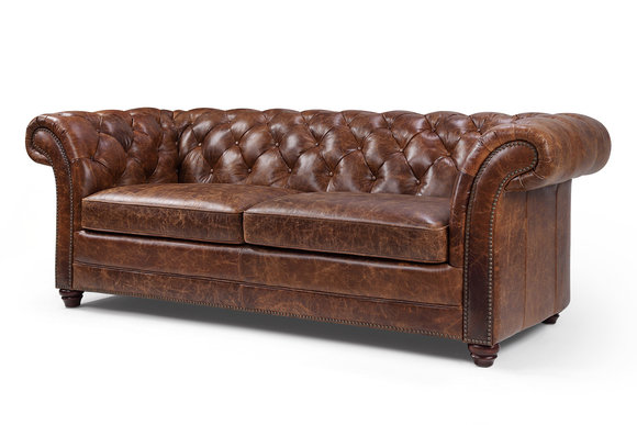100% Vollleder Antik Stil Leder Sofa Couch Polster 3 Sitzer Neu Winchester