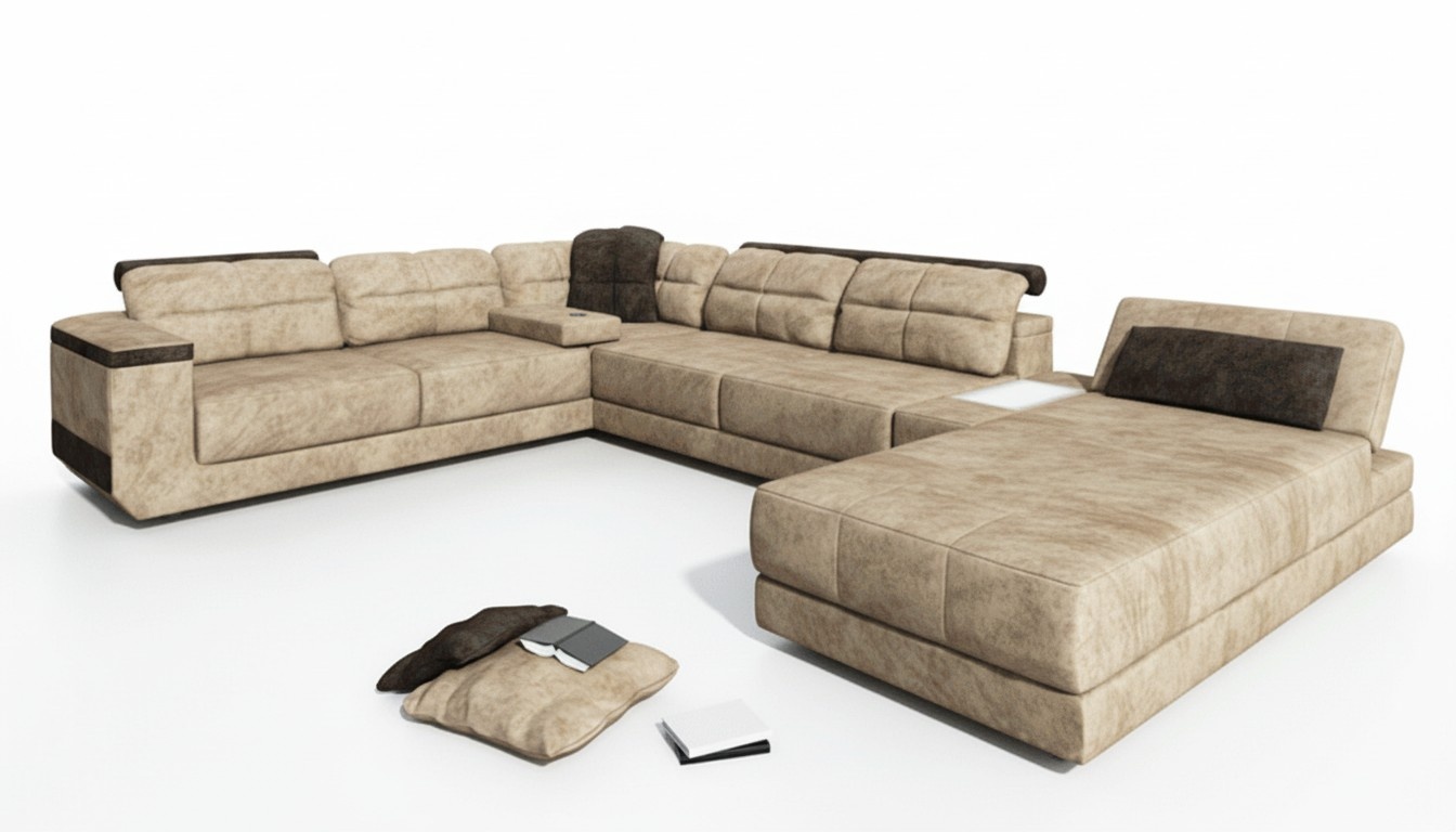 Wohnlandschaft Couch Polster Ecksofa Ledersofa Designer Sofa U Form Couchen Neu