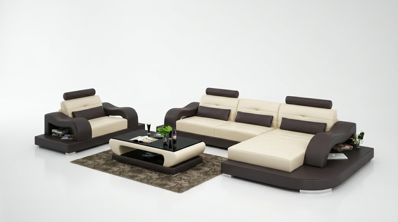 Wohnlandschaft Ecksofa L-Form Sessel Set Garnitur Leder Couch 2tlg.