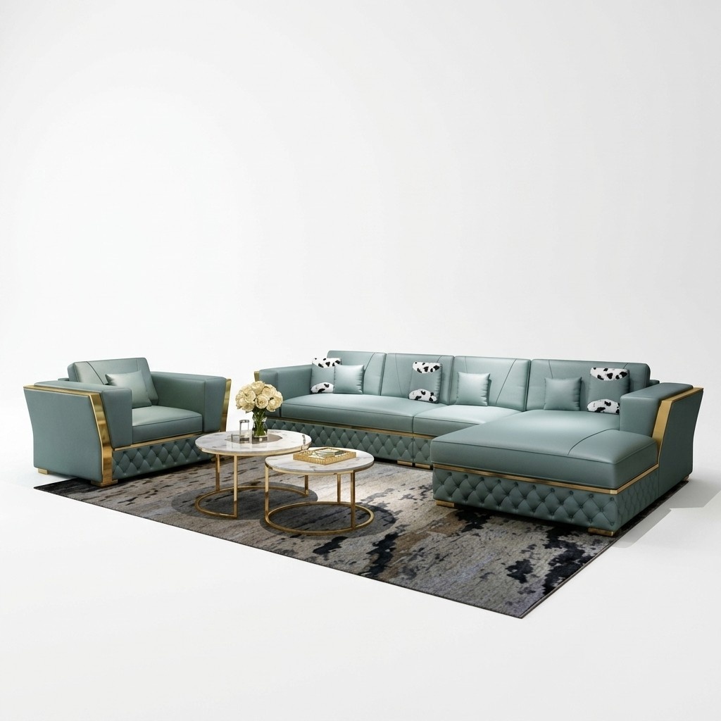 Wohnlandschaft Ecksofa L-Form Sessel Set Garnitur Modern Sofa Leder