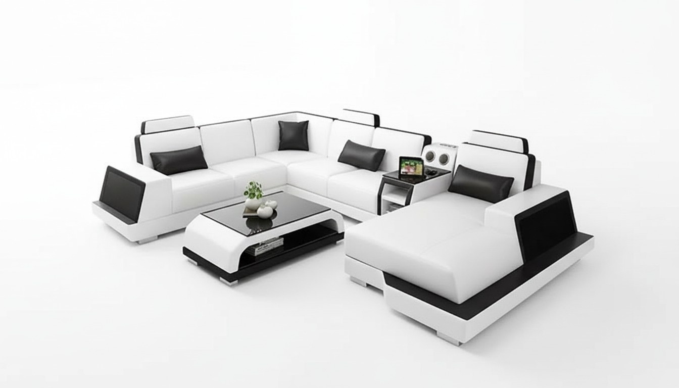 Wohnlandschaft Ecksofa Sofa Design Couch Sofas Eckgarnitur Couchen Tisch 2tlg.