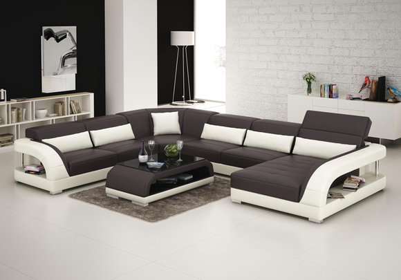 Ledersofa Couch Wohnlandschaft Ecksofa Eck Garnitur Design Modern