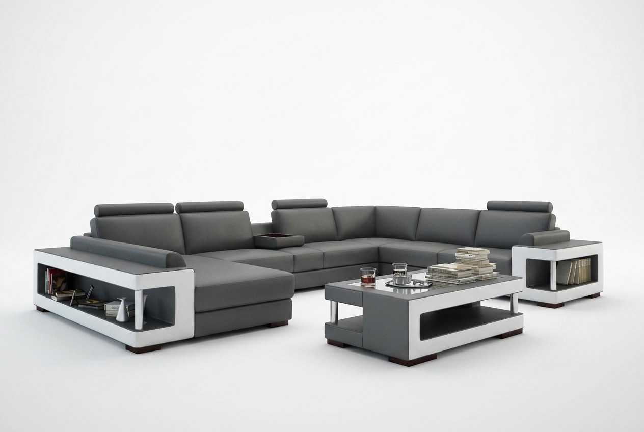 Wohnlandschaft Luxus Trend Kollektion Couch Ledersofa Sofa U Form Sitz