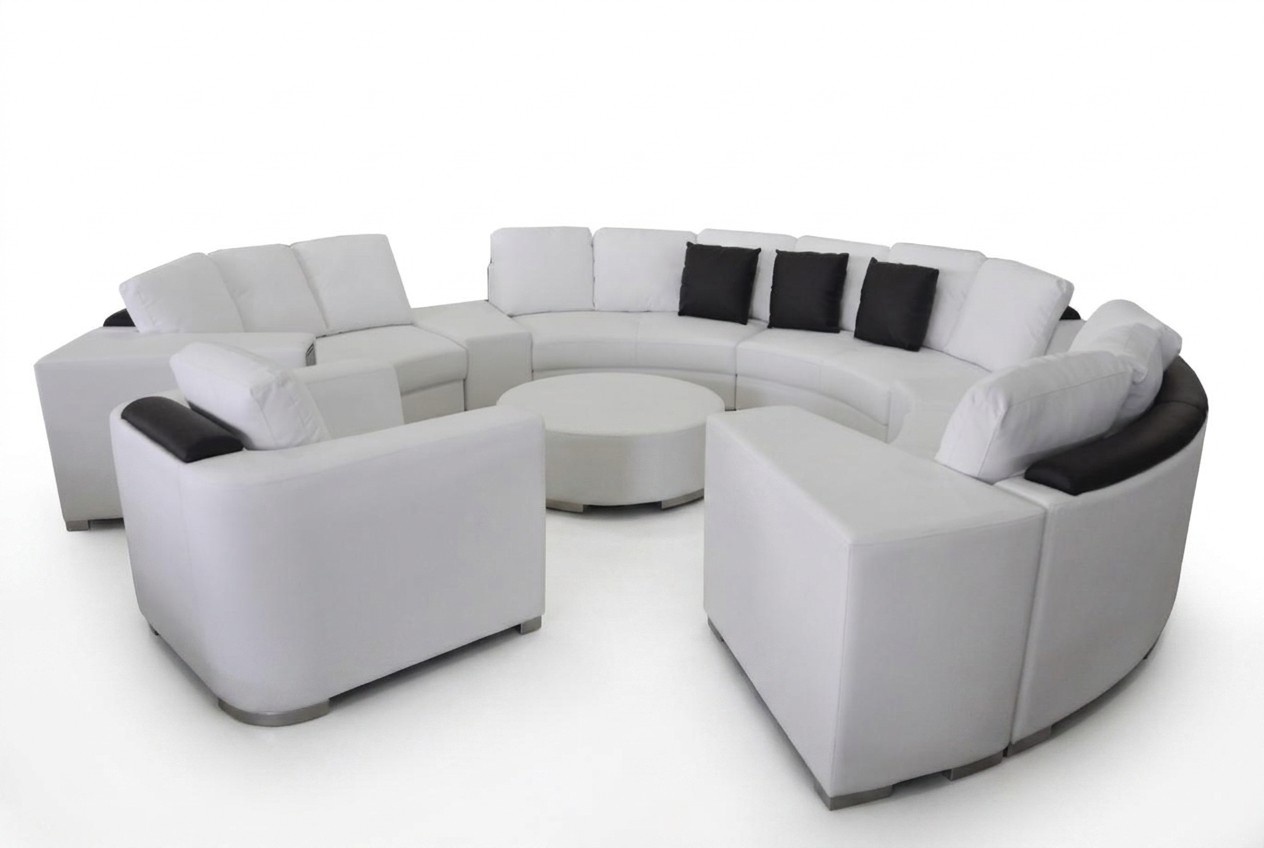 Wohnlandschaft Rund Ecksofa Leder Runde Couch Garnitur Sofa Couch Ecke + USB