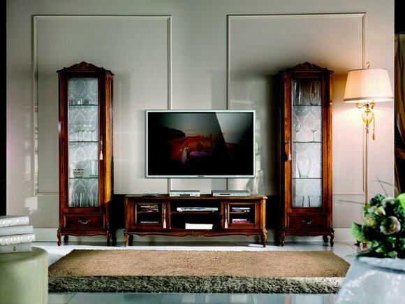 Wohnwand 3tlg rtv 2x Vitrine Design Italienische Möbel Wohnzimmer Barock Stil