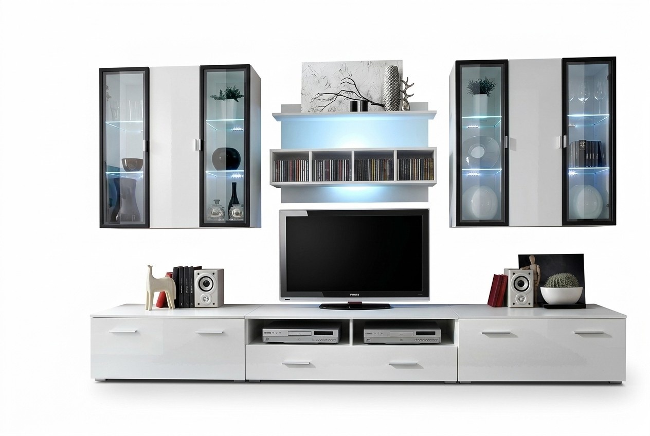 Wohnwand Designer TV-Ständer Wohnzimmer Einrichtung Holz Modern Möbel