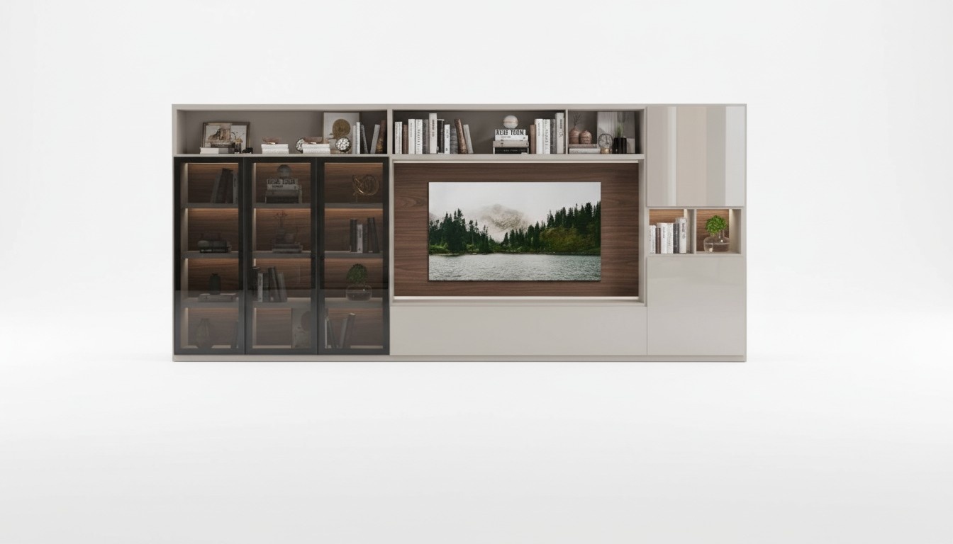 Wohnwand Moderne weiße Wohnzimmermöbel Luxuriöse Holzmöbel Einrichtung