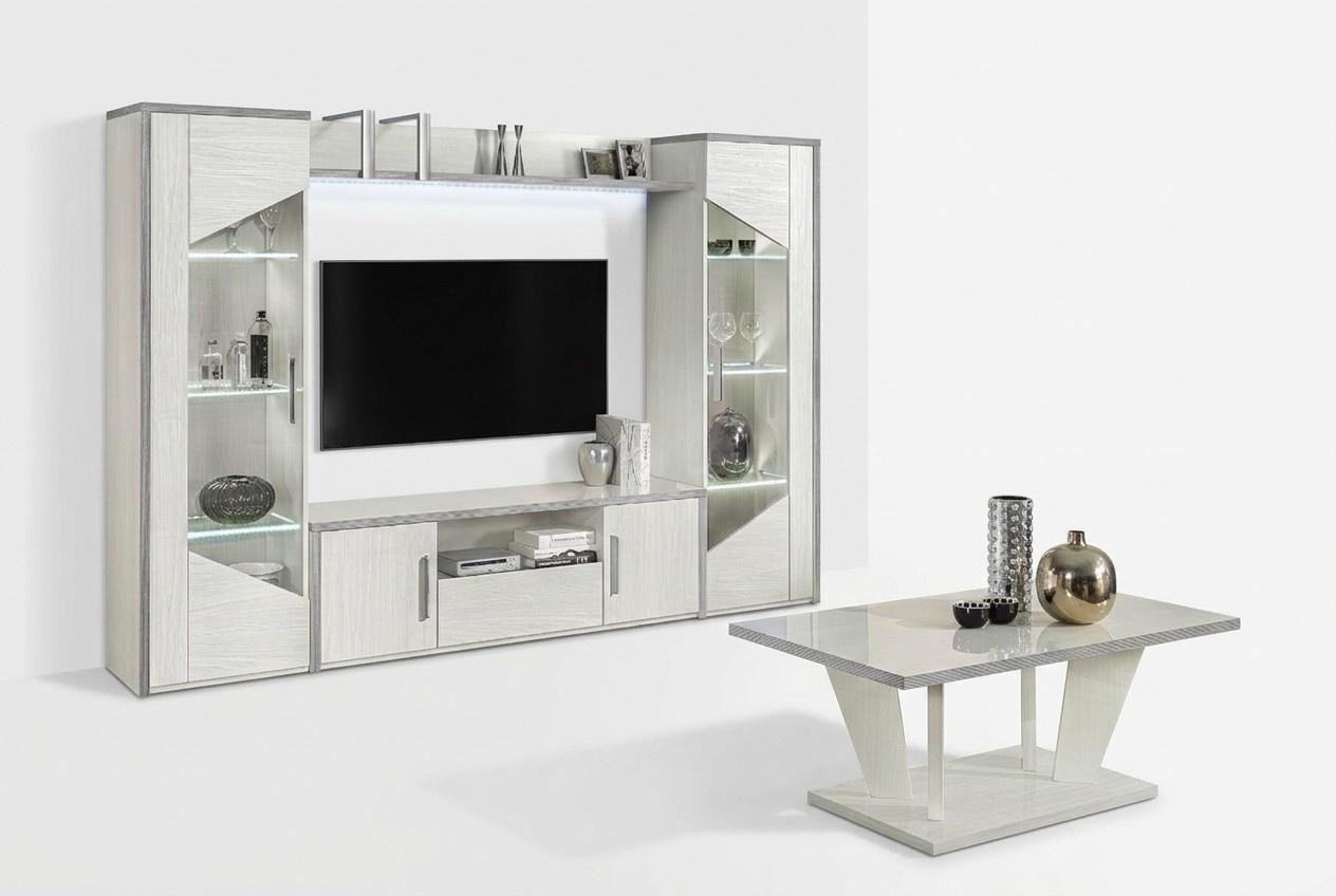 Wohnwand Set 5tlg. Wohnzimmer rtv Vitrine Regal Wandschrank Garnitur Gruppe Neu