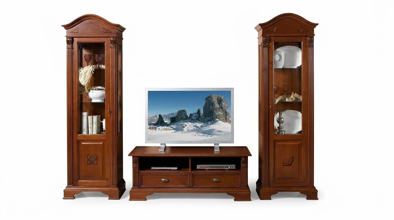 Wohnwand Set Vitrinen Vitrine Kommode Wohnzimmer Möbel Einrichtung Massivholz