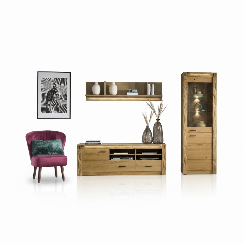 Wohnwand TV-Lowboard Wohnzimmer Vitrine Wandregal Designer Regale