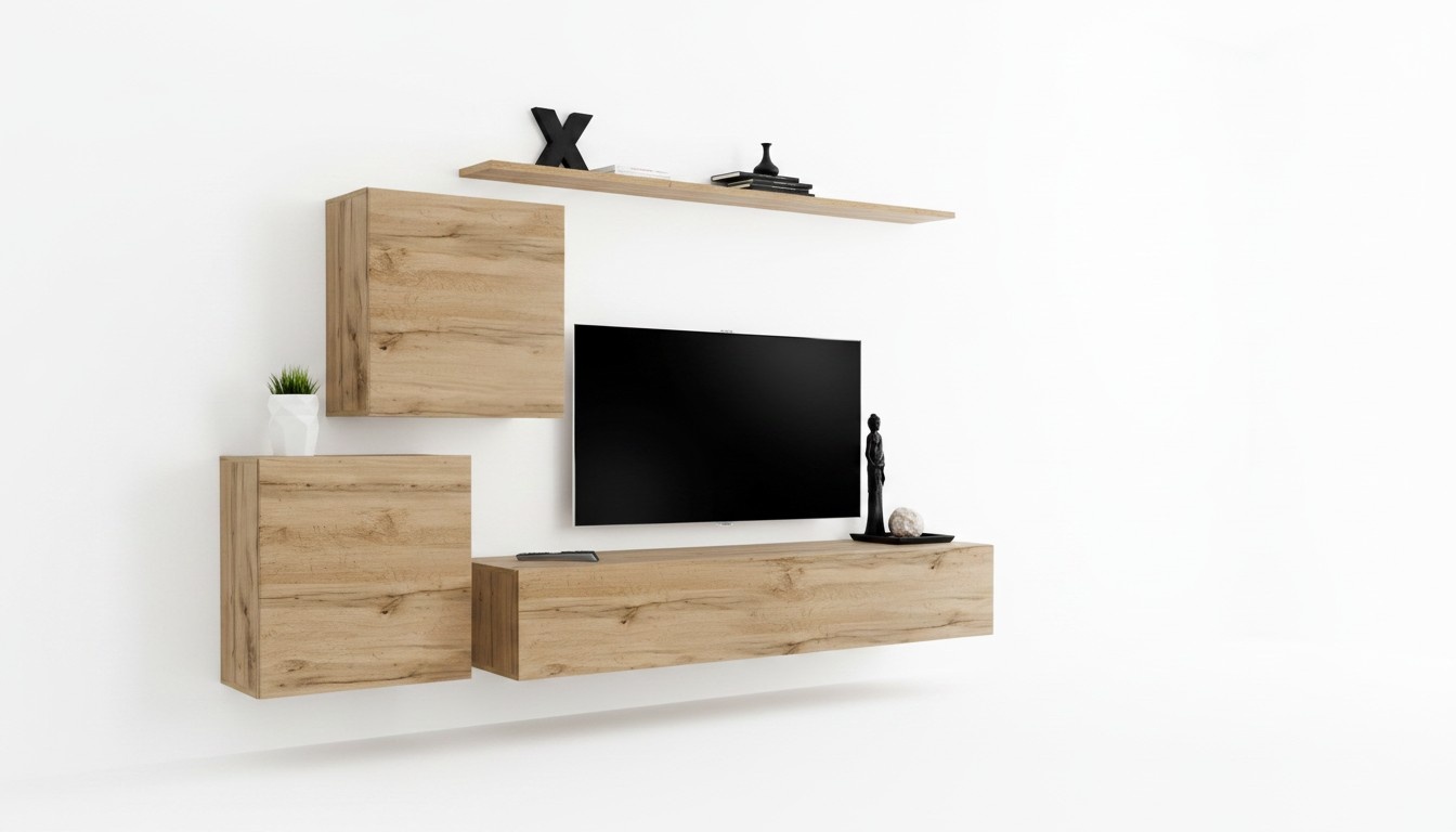 Wohnwand TV-Ständer Wohnzimmer Set 4tlg Wohnmöbel Modern Wohnzimmer Holz