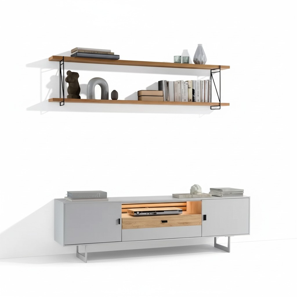 Wohnwand TV Wand Holz Modern Stil Regal Wohnzimmer Möbel rtv tv Ständer