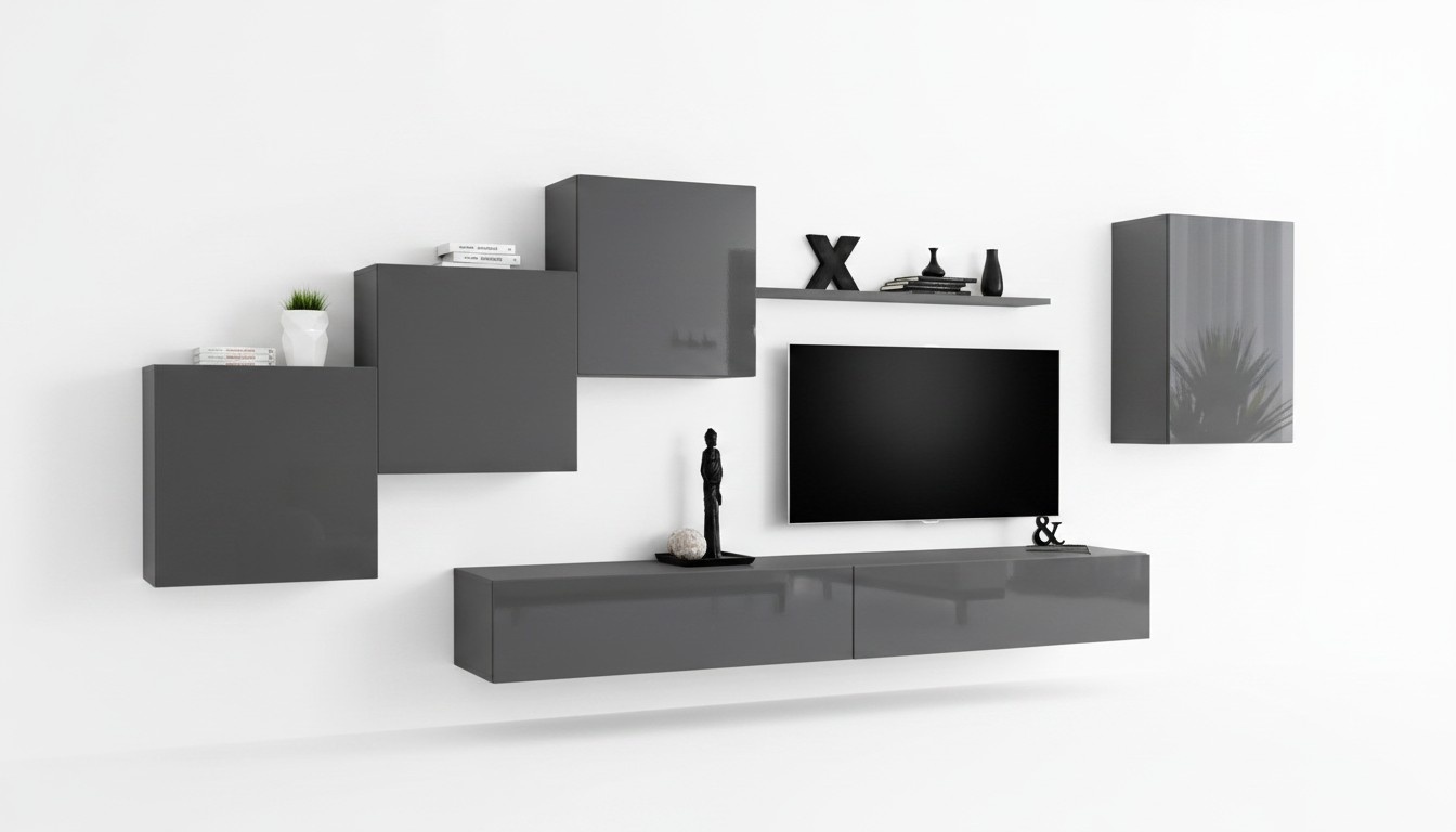 Wohnwand Wohnzimmer Set 6tlg Wandschrank Wandregal Garnitur Komplett Neu
