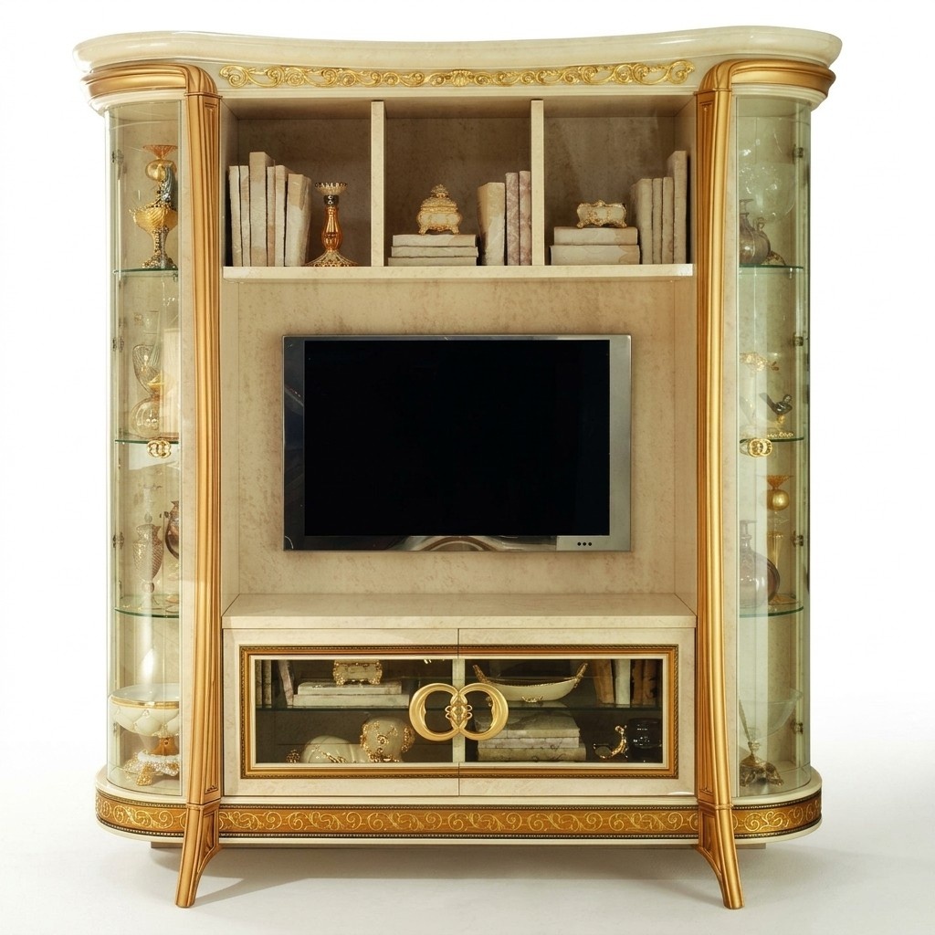 Wohnzimmer Anbau Medien Wand Fernsehwand Fernsehschrank Wohnwand Barock Rokoko