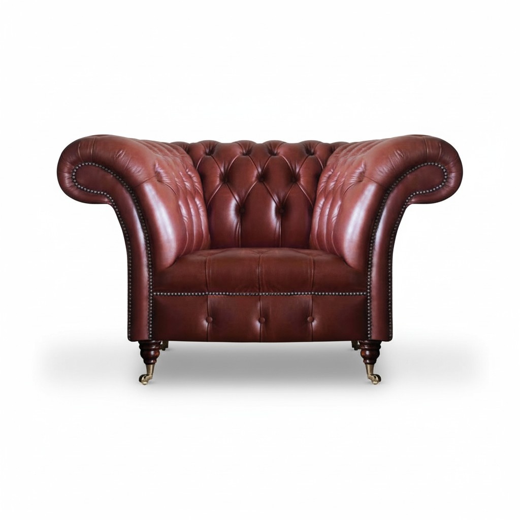 Wohnzimmer Braun Sessel Chesterfield Leder Sitz Polstermöbel Couchen