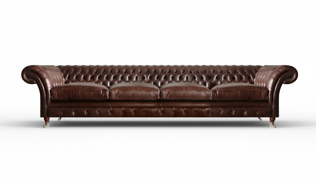 Wohnzimmer Design Möbel Braun Big Sofa Viersitzer Couch Chesterfield