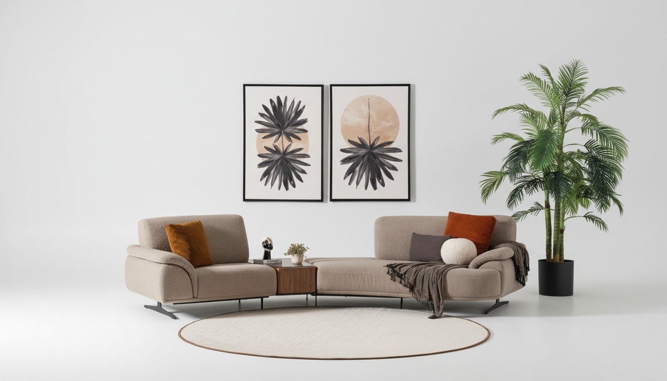 Wohnzimmer Design Sofa 5 Sitz Textil Couch Polster Sofas braun