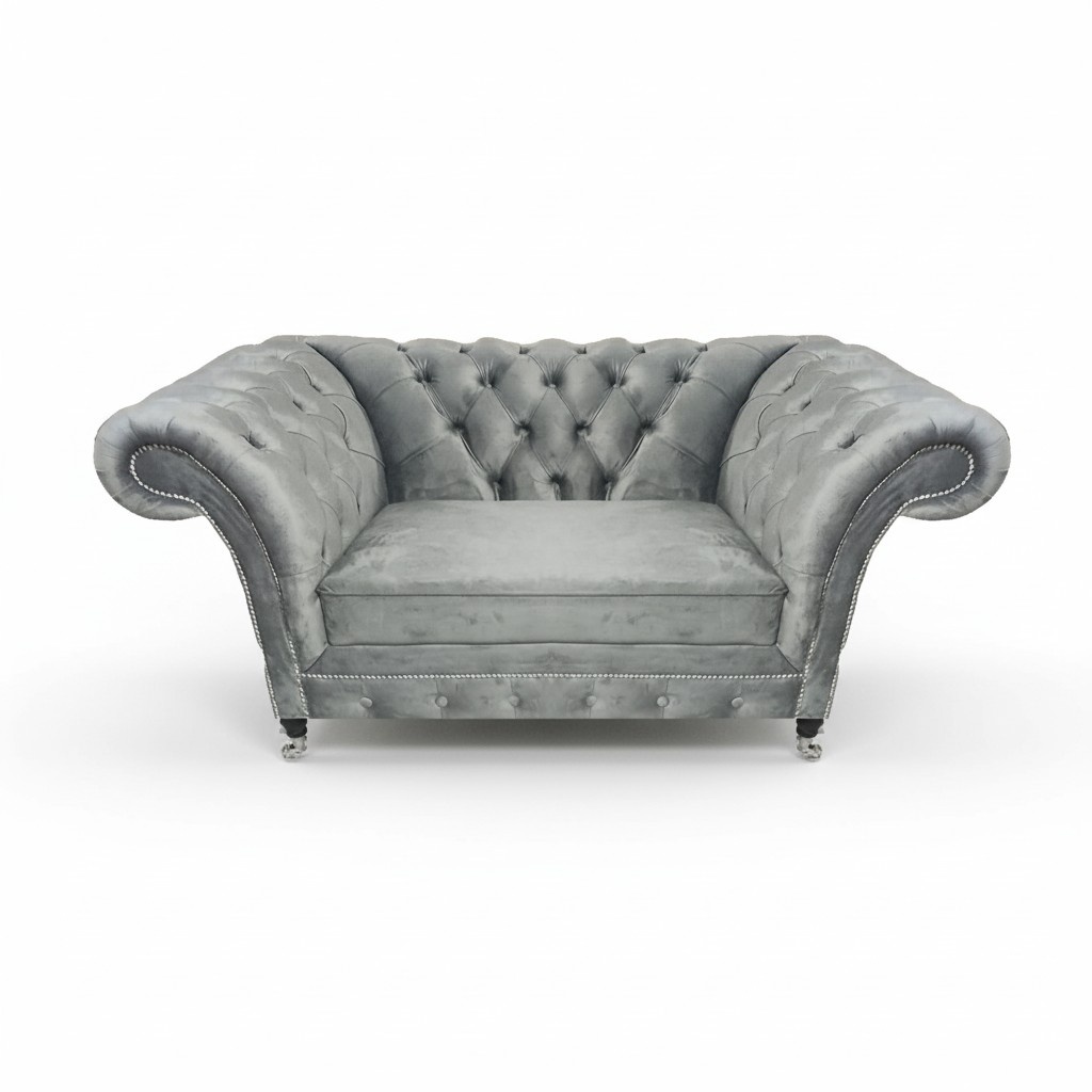 Wohnzimmer Designer Sessel Grau Chestefield Polstersessel Luxus Polstermöbel