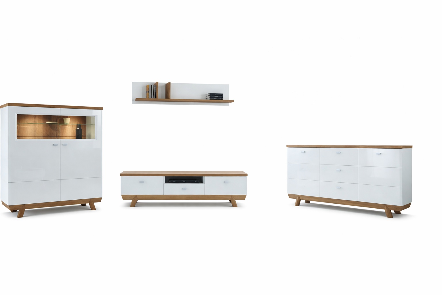 Wohnzimmer Garnitur Set Wohnwand Sideboard Vitrine Regal Design Hotel Möbel Neu