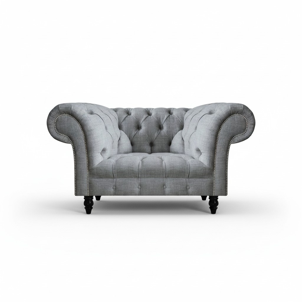 Wohnzimmer Grau Sessel Couch Sitz Chesterfield Moderne Polstermöbel