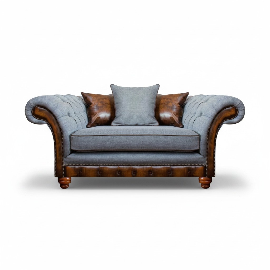 Wohnzimmer Grau Sessel Moderne Chesterfield Polstersitz Chesterfield
