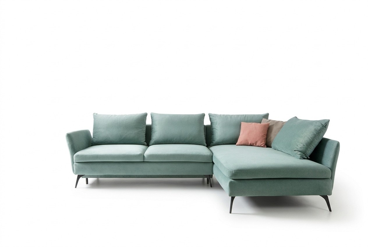 Wohnzimmer Grün Möbel Textil Sofas Ecksofa L Form Couch Polstermöbel