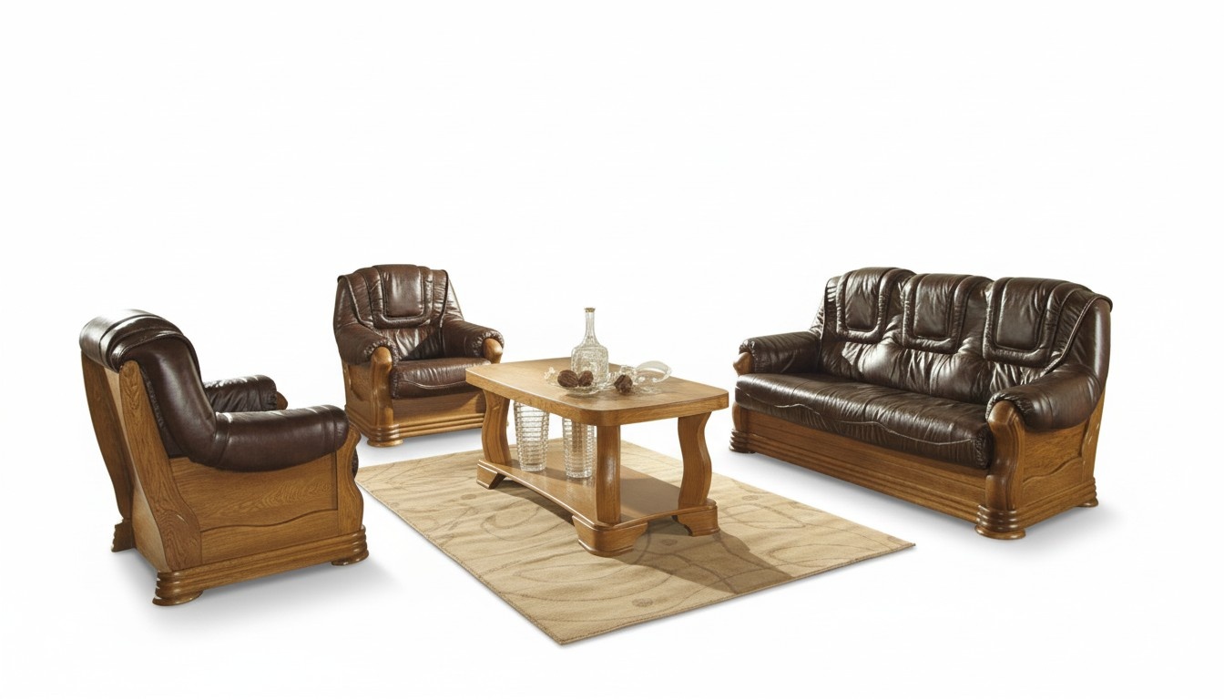 Wohnzimmer Ledercouch Sofagarnitur Set 3+2 Sitzer Sofa Couch Sitz Polster