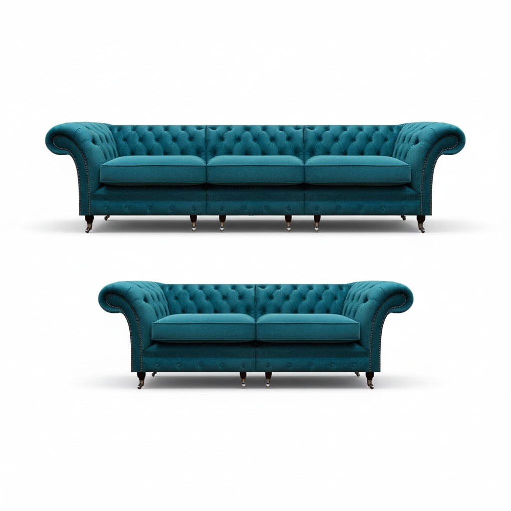 Wohnzimmer Luxus Sofas Polstermöbel Dreisitze mit Couch Zweisitzer Chesterfield