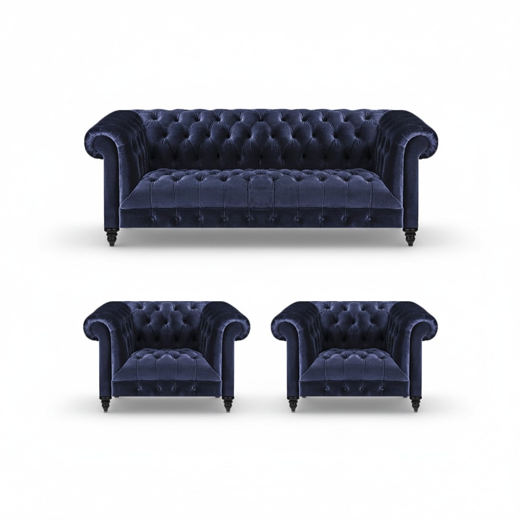 Wohnzimmer Möbel 3tlg Polstermöbel Chesterfield Einrichtung Komplett