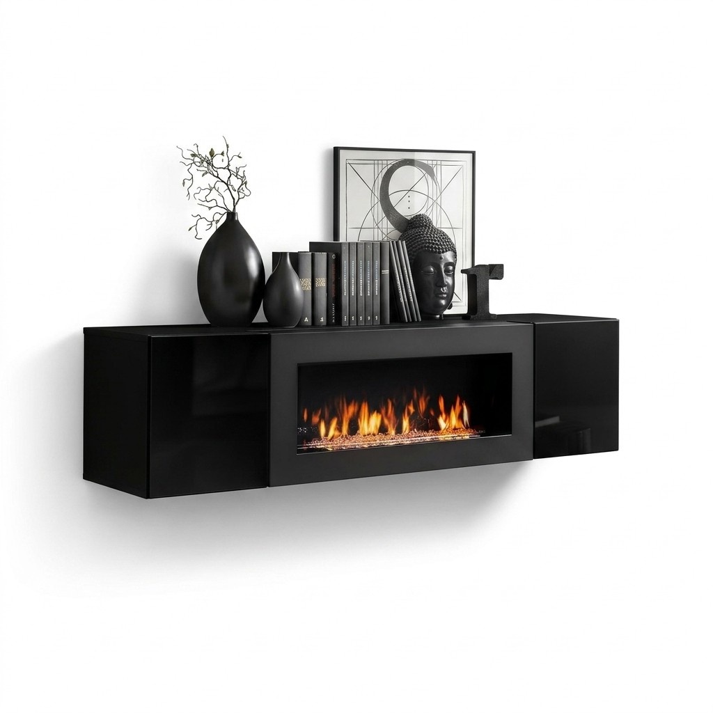 Wohnzimmer Möbel Wandschrank Luxus Einrichtung Kamin Designer Hänge
