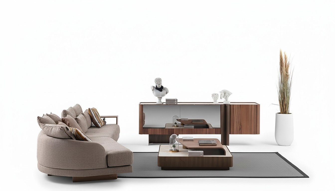 Wohnzimmer Robuste Garnitur Designer 4-Sitzer Sideboard Couchtisch 3tlg