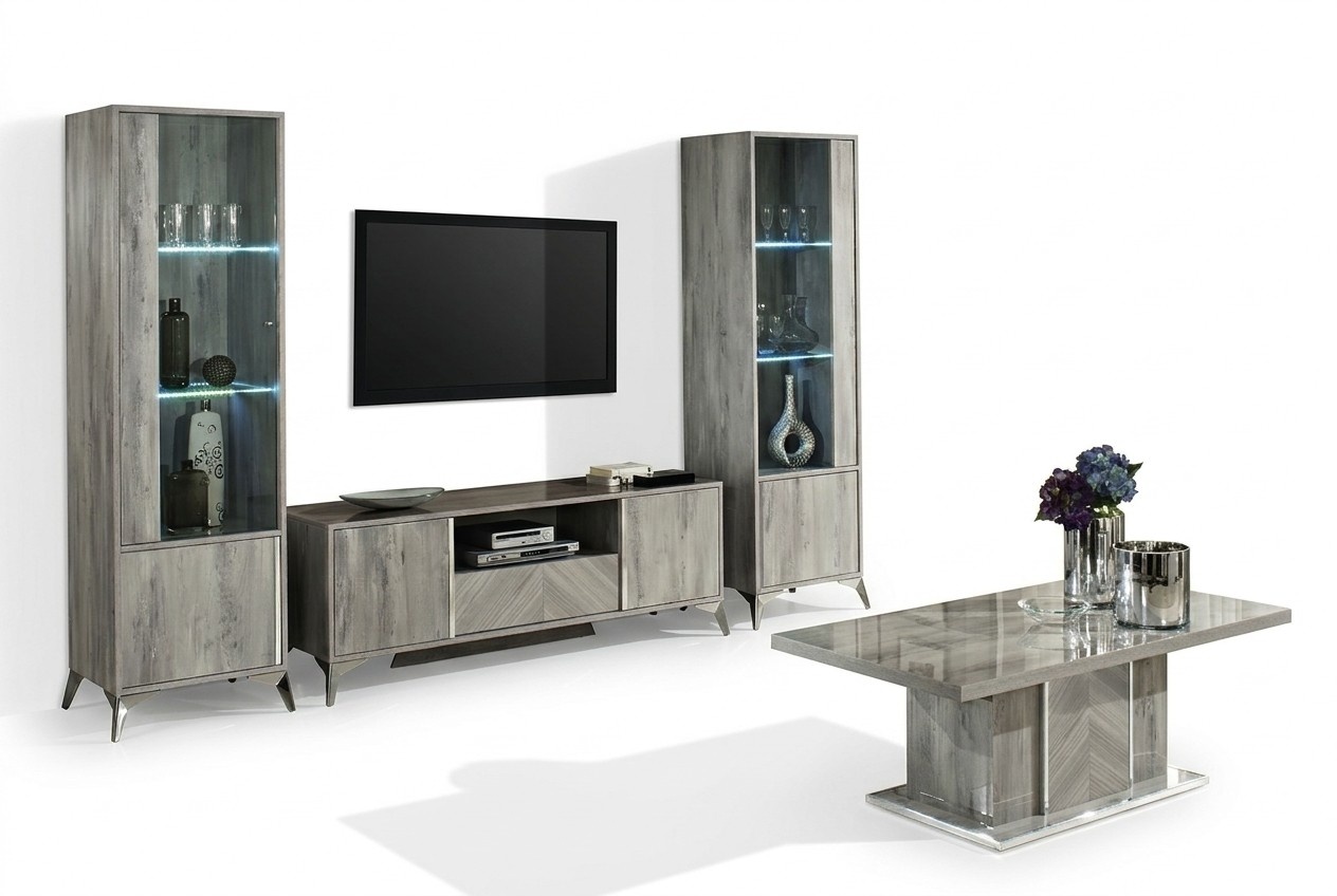 Wohnzimmer RTV 2xVitrine Wohnzimmer Schränke Design tv Modern Vitrinen Set 3tlg.