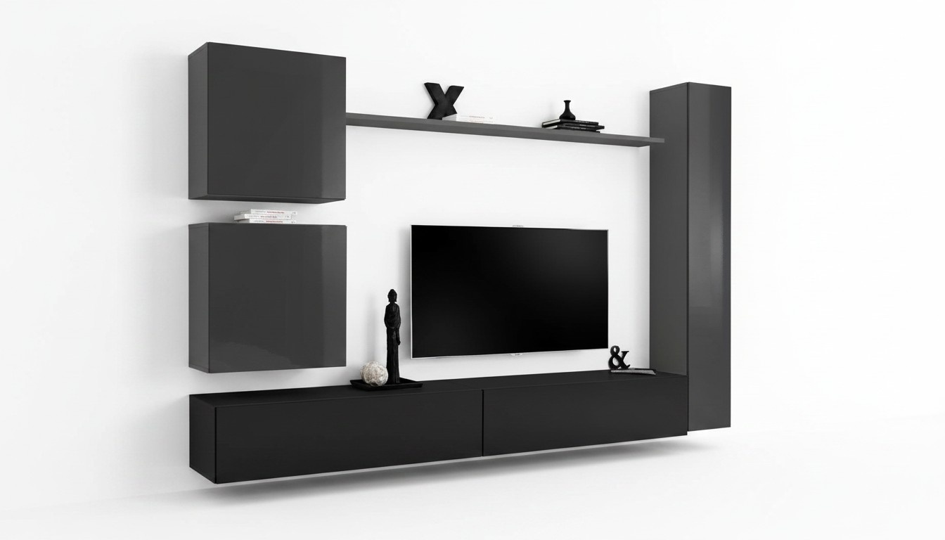 Wohnzimmer rtv Schrank Wohnwand Regal Luxus Wandschrank TV Sideboard Set 6tlg.