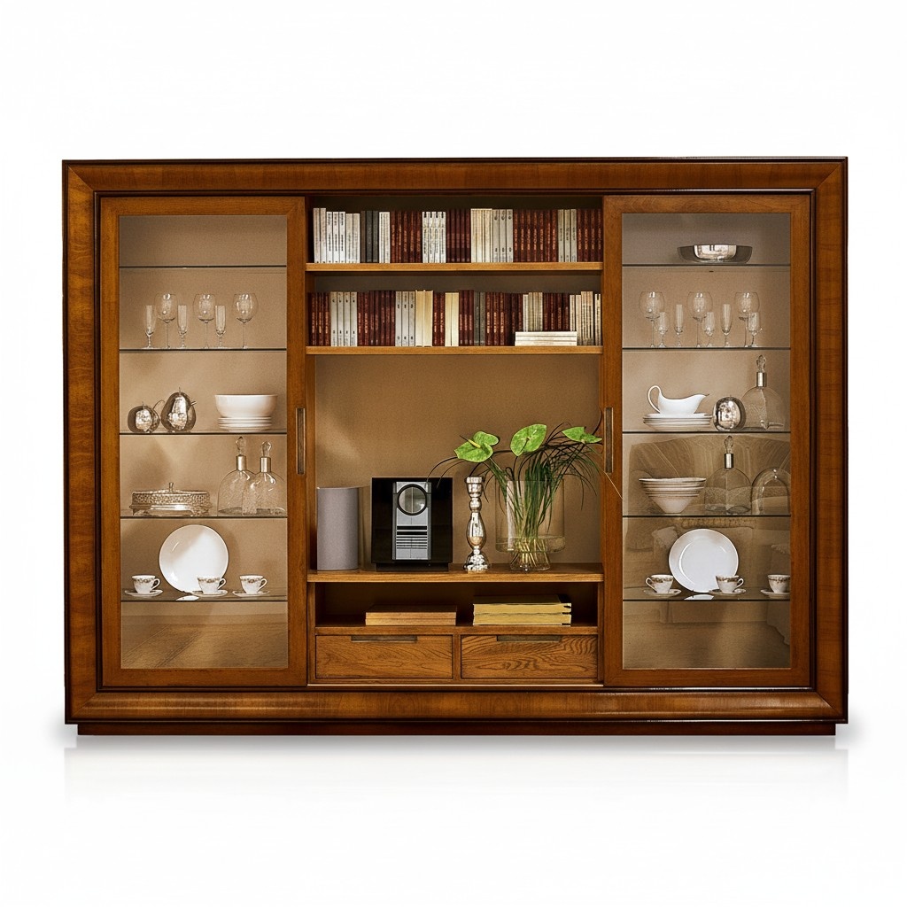 Wohnzimmer Schrank Wohnwand Regal Vitrine XXL Wohnwände Italienische Möbel Holz