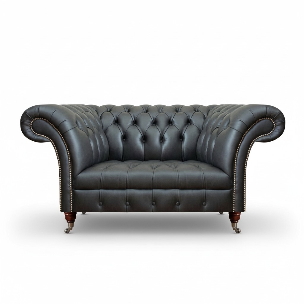 Wohnzimmer Schwarz Sessel Neu Möbel Leder Sitz Couch Polstermöbel Chesterfield