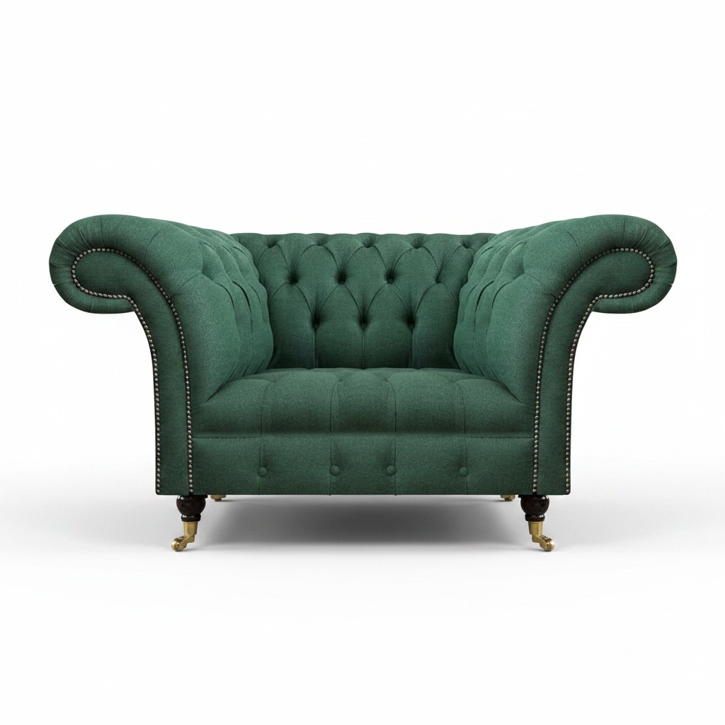 Wohnzimmer Sessel Luxus Polstermöbel Grün Polstersitz Chesterfield Neu
