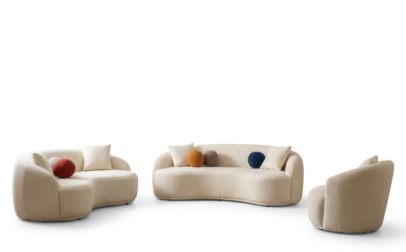 Wohnzimmer Set 3tlg. Designer Sofagarnitur 4+3+1 Sitz Wohnlandschaft