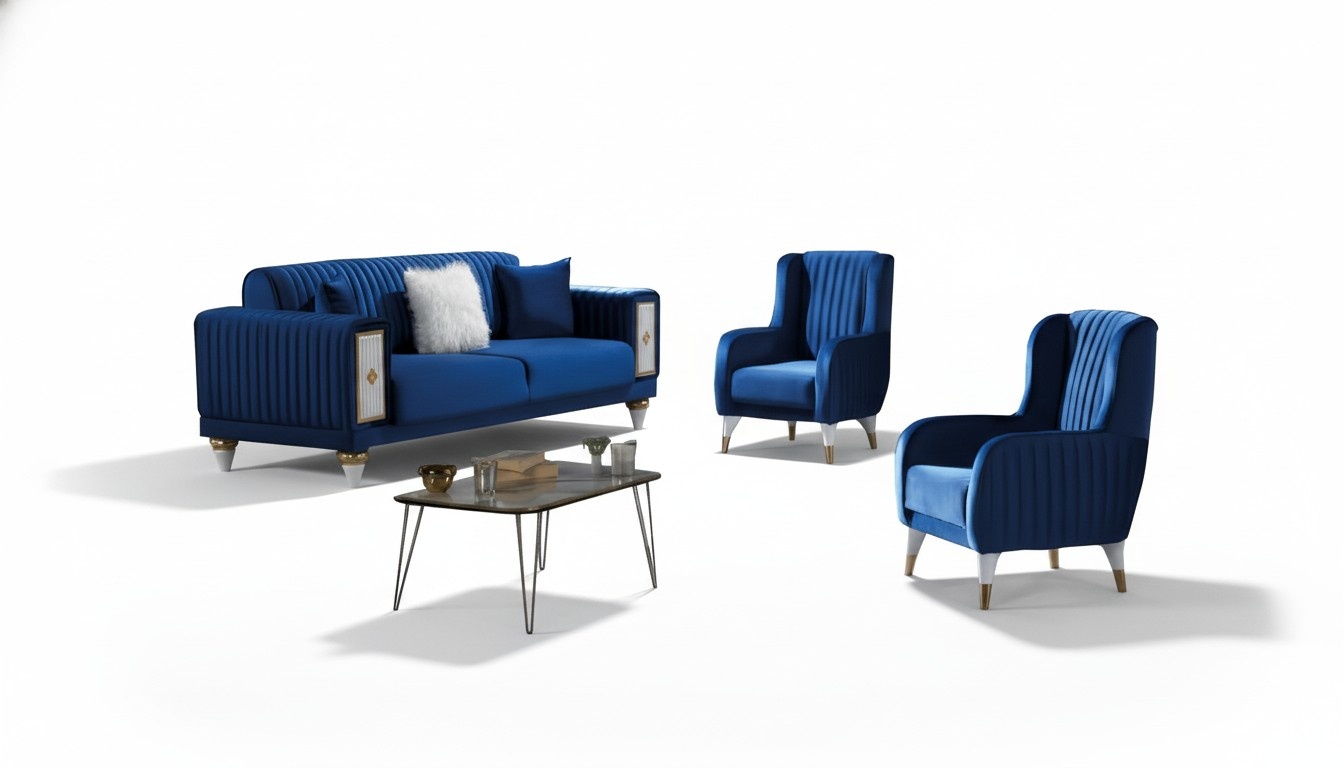 Wohnzimmer Set Dreisatzsofa 3-Sitzer Sofa Polster Möbel 2x Sessel Couch 3tlg