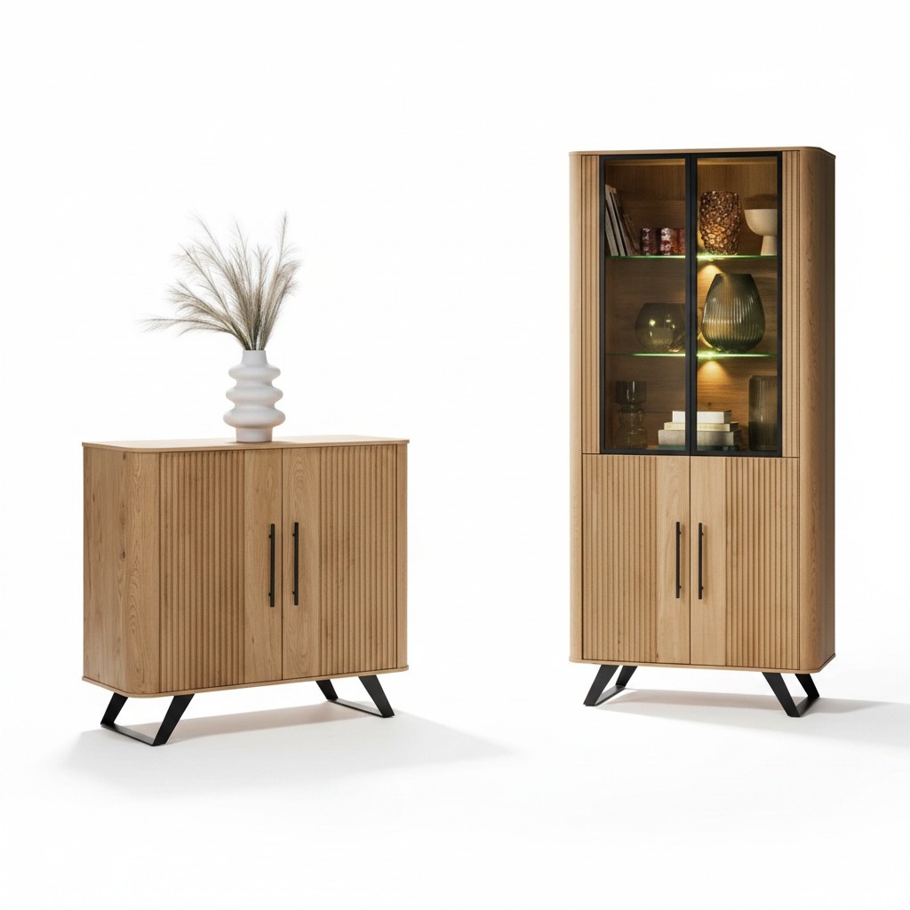 Wohnzimmer Set Holzmöbel Modern Vitrine Luxuriöses Sideboard Schrank