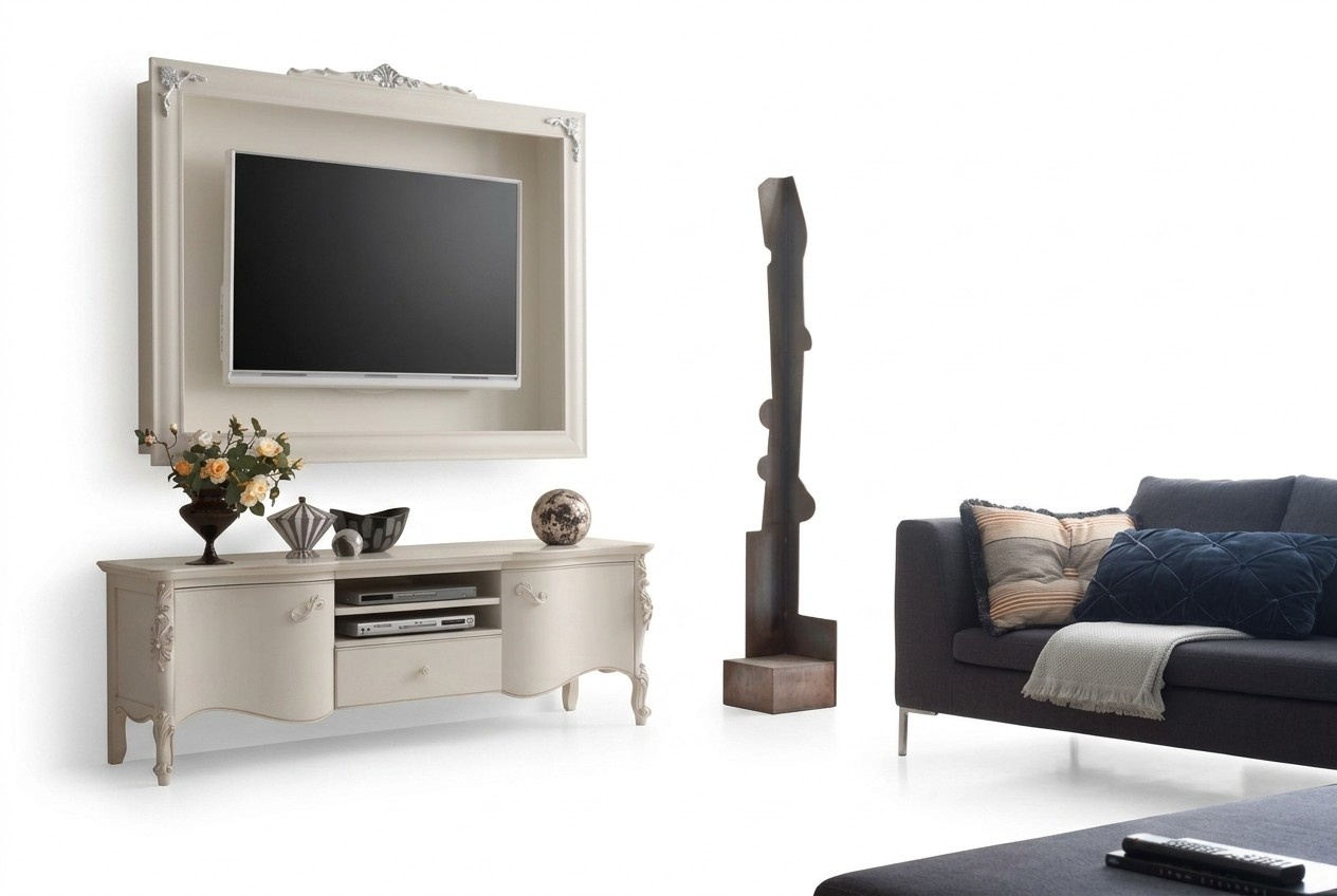 Wohnzimmer Set Luxus TV Ständer Wohnwand tv board wand Möbel Weiß