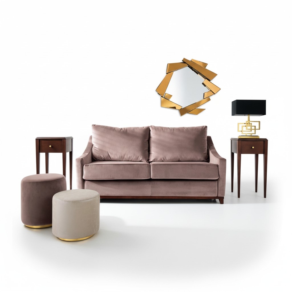 Wohnzimmer Set Sofa Couch Beistelltisch Hocker Sofas Couchen 3tlg.