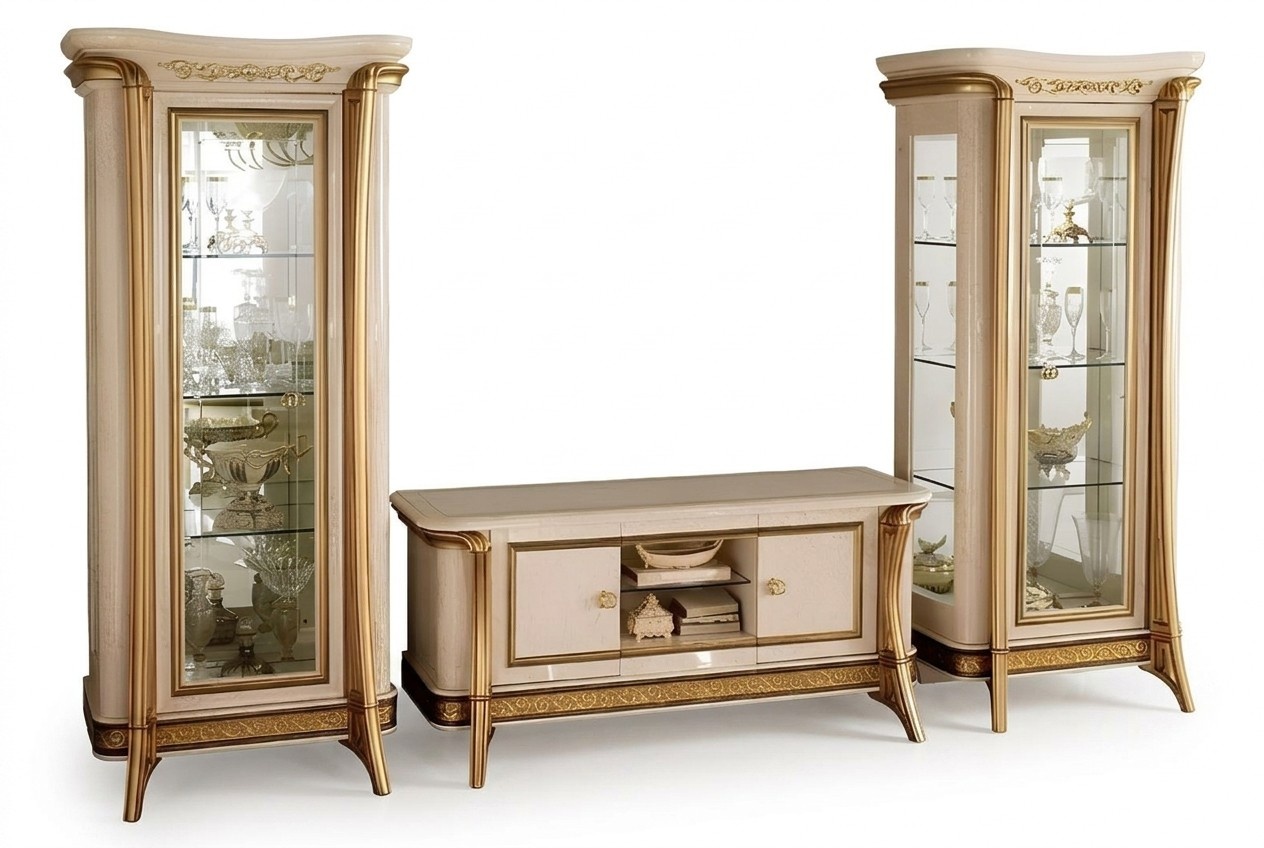 Wohnzimmer Sideboard 2x Vitrine 3tlg. Wohnwand Möbel arredoclassic Set Design