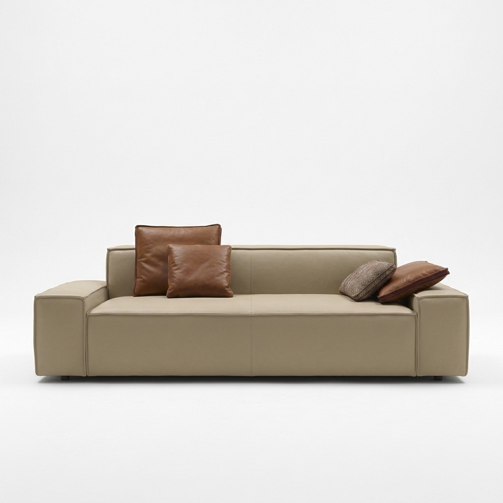 Wohnzimmer Sofa 3 Sitzer Couch Möbel Holz Beige Polster Möbel Sofa Couchen Neu